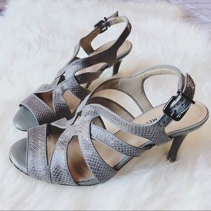 Antonio Melani Strappy Snakeskin Heeled Sandals